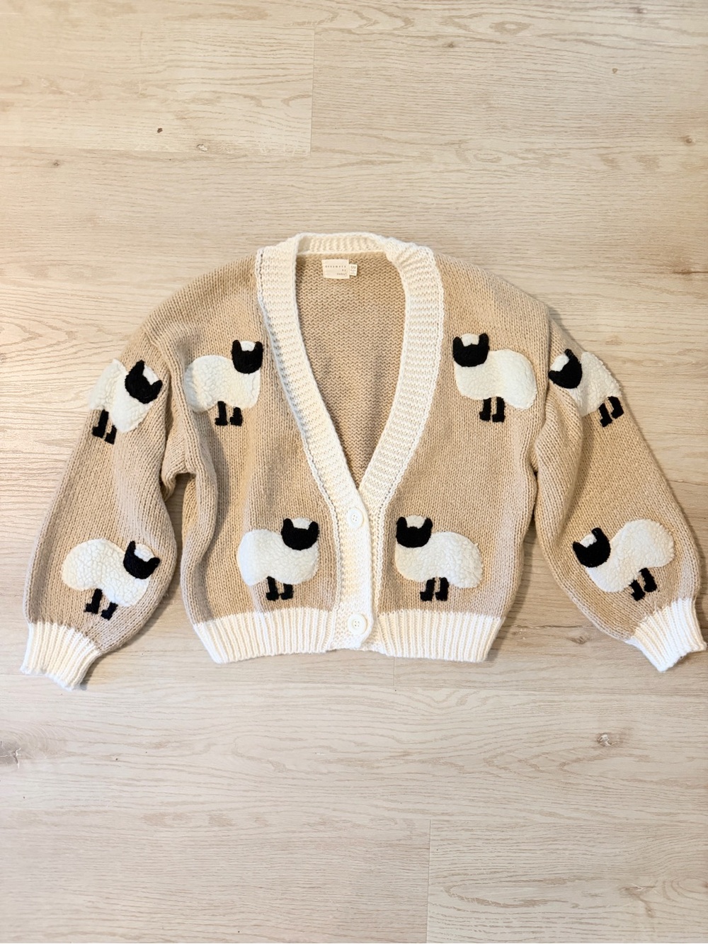 Dreamers by Debut Knit Cardigan Sheep granny sweater Cottagecore s/m - Picture 3 of 6